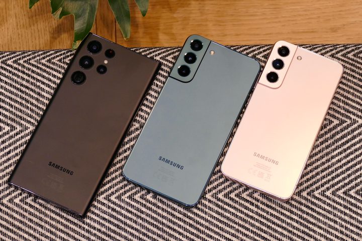 The Galaxy S22, S22 Plus, and S22 Ultra.