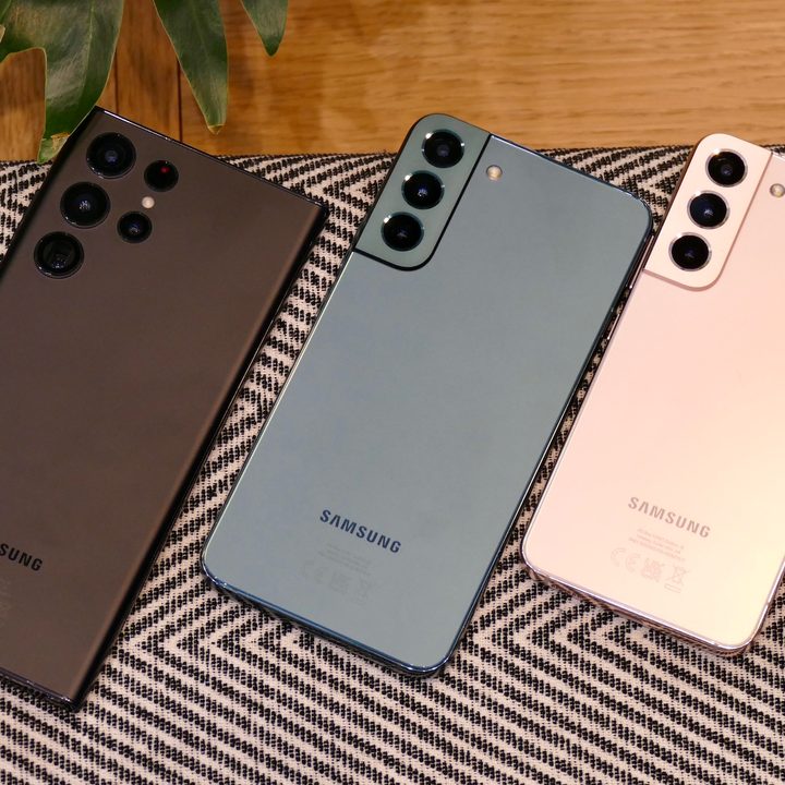 The Galaxy S22, S22 Plus, and S22 Ultra.
