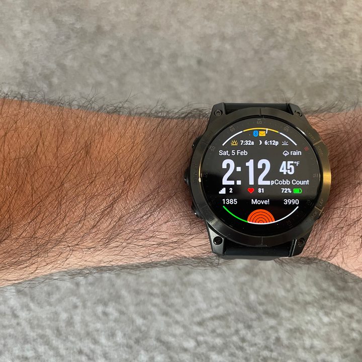 The Garmin Epix on a man's wrist.