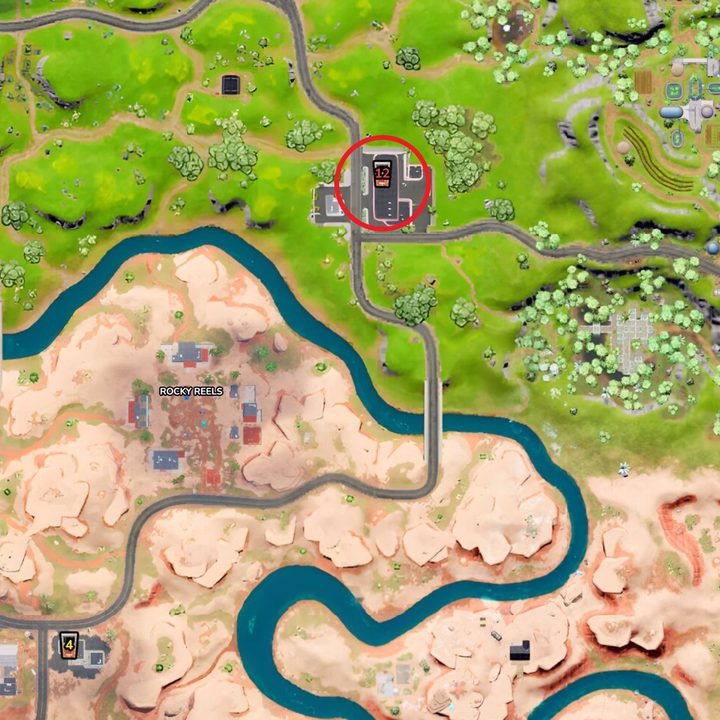 Map of gas stations in Fortnite.