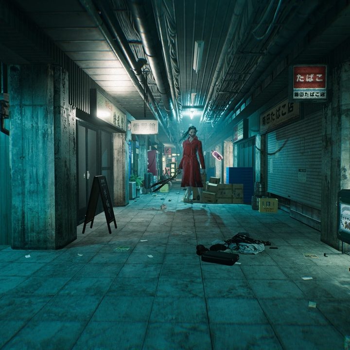 A spirit floats in a hallway in Ghostwire: Tokyo.