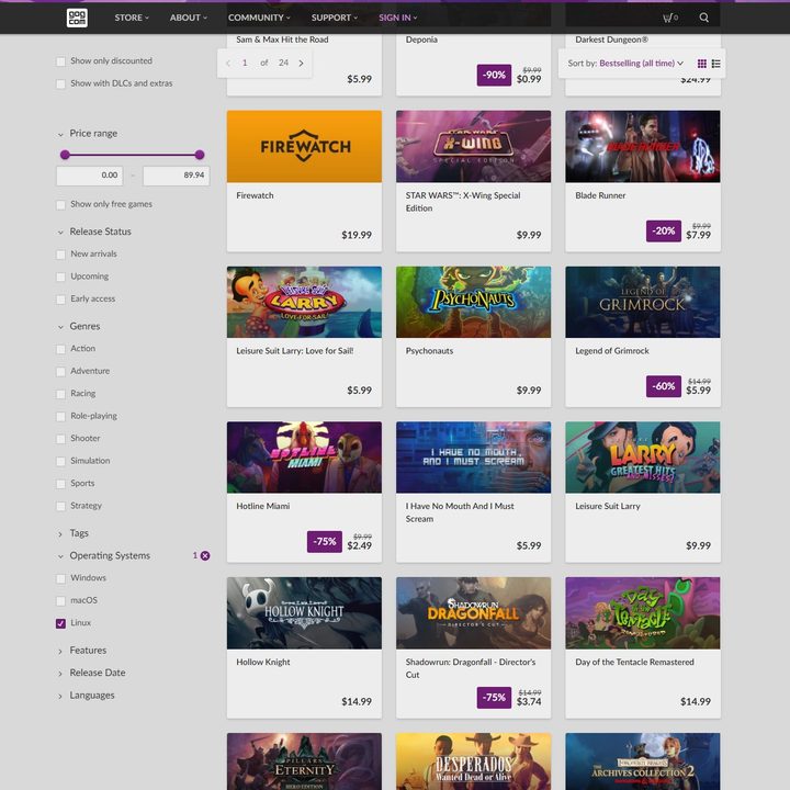 Linux games on GOG.