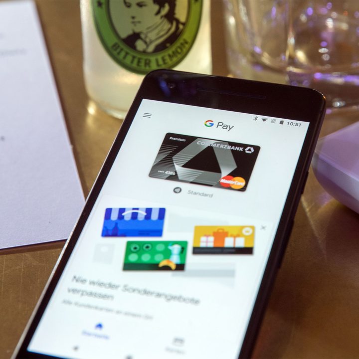 A smartphone displaying the payment service "Google Pay"