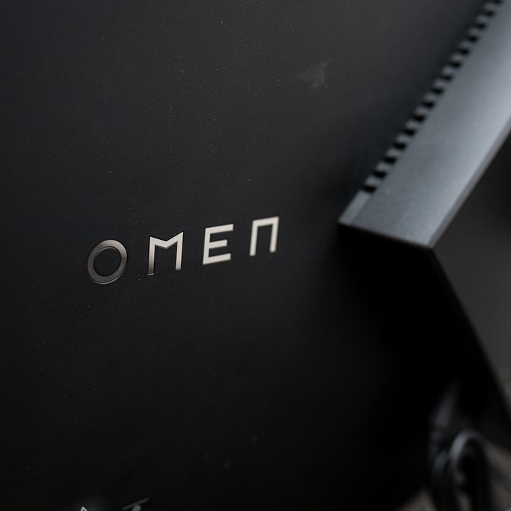 The Omen logo on the HP Omen 27c.