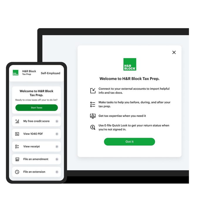 H&R Block offers self-employed tax filing support.