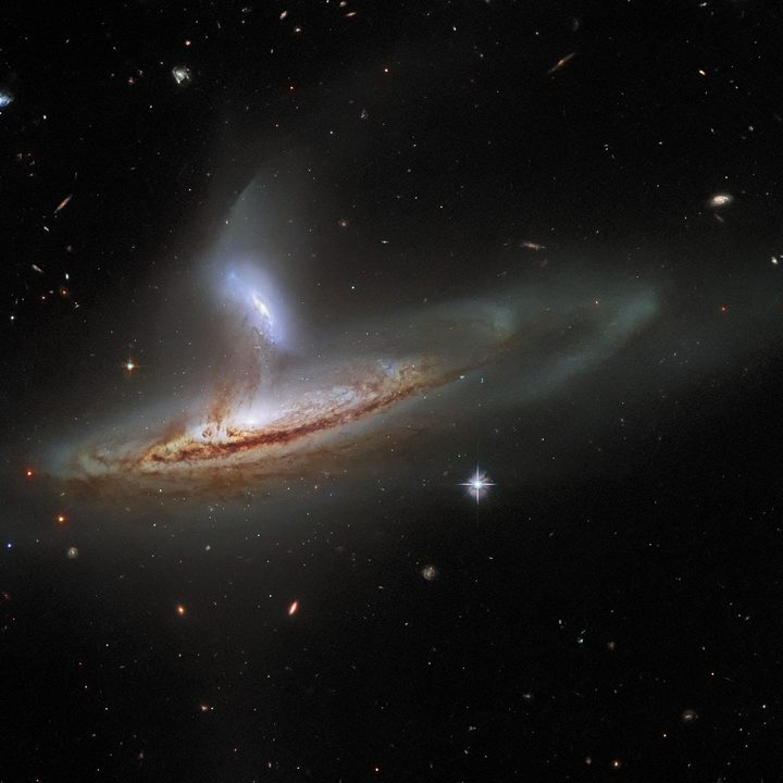 Arp 282, an interacting galaxy pair composed of the Seyfert galaxy NGC 169 (bottom) and the galaxy IC 1559 (top).