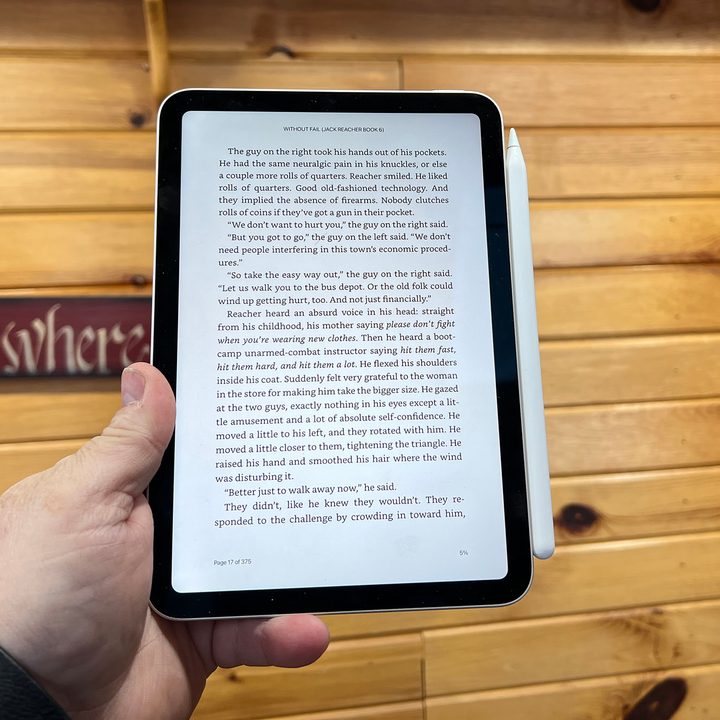 The iPad mini is small enough to easily hold one-handed for reading.