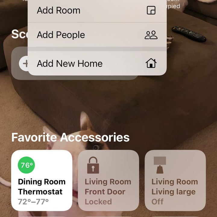 Add Accessory in the Home app menu on iPhone.