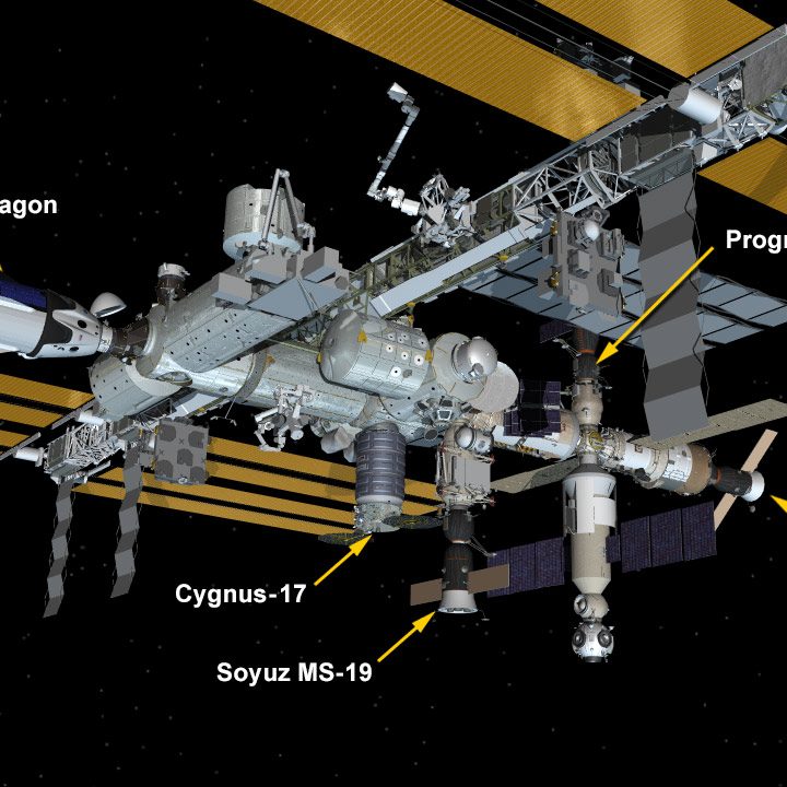 All of the spacecraft docked with the ISS in February 2022.