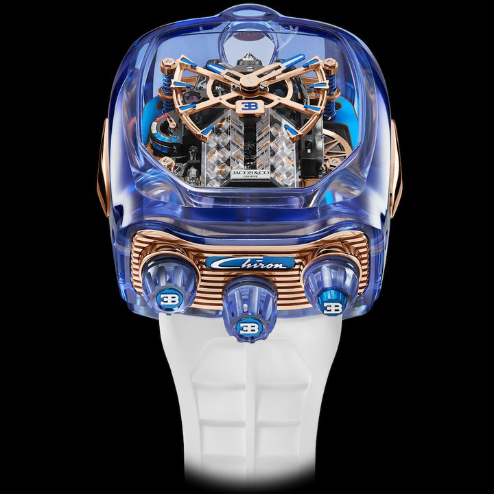 Jacob & Co Bugatti Chiron Blue Sapphire Crystal watch.