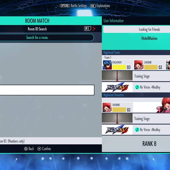 KOF 15's lobby search.