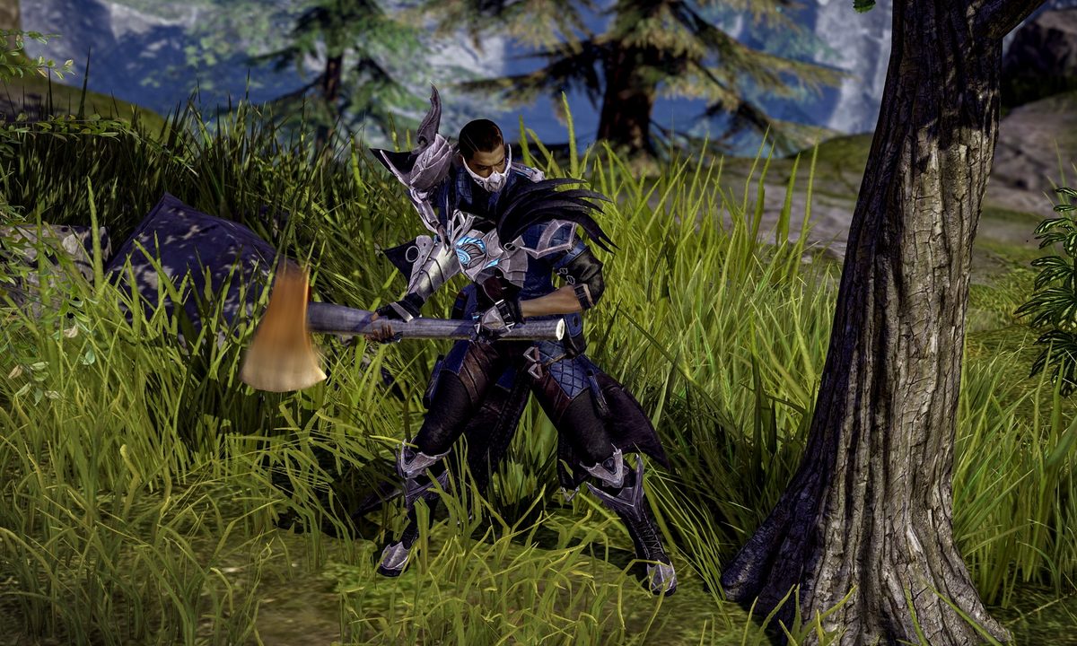 Lost Ark player harvesting wood.