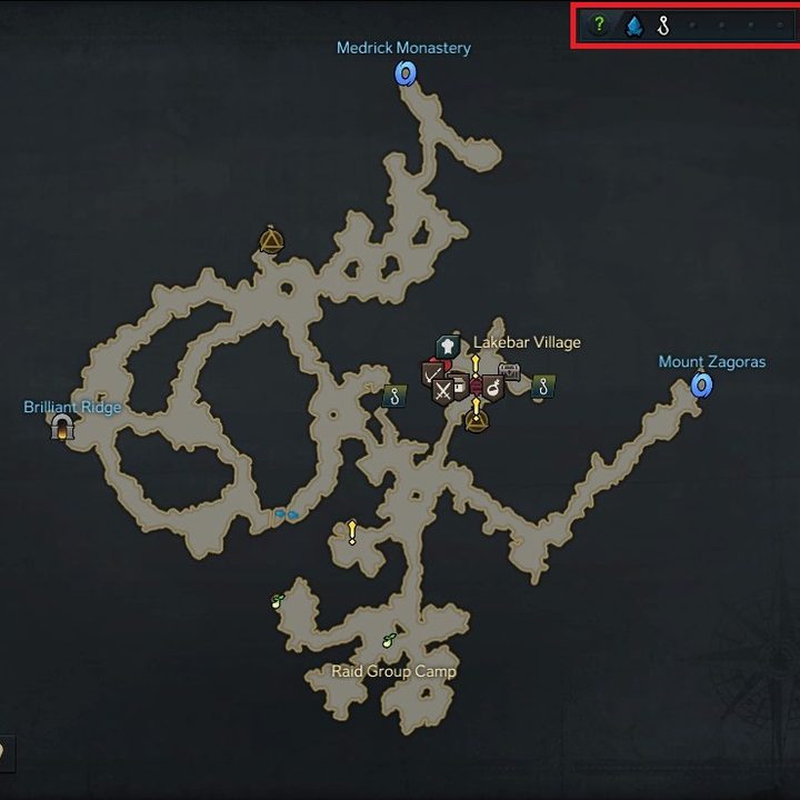 Lost Ark map with Trade Skill nodes highlighted.