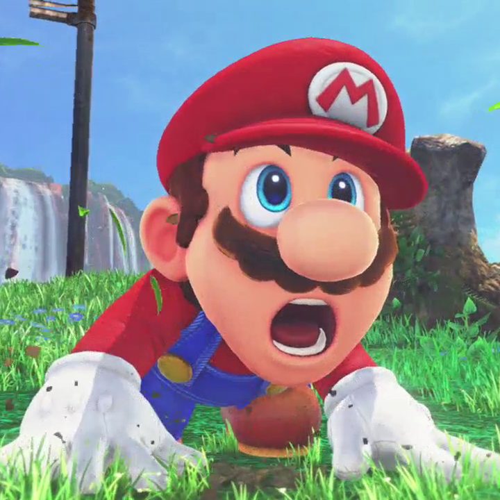 Mario with a shocked expression.