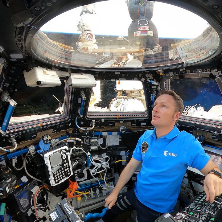 Astronaut Matthias Maurer aboard the space station.