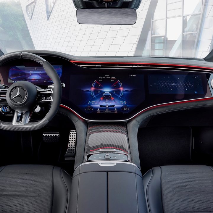 Interior of the Mercedes-AMG EQE sedan.