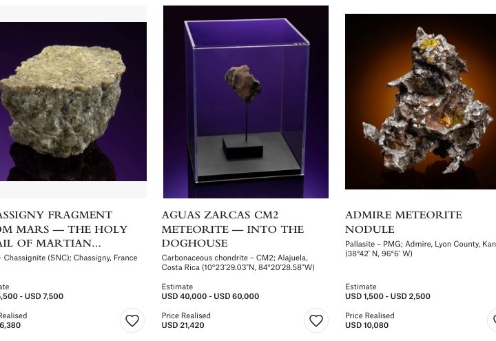 Meteorites up for auction at Christie's in February 2022.