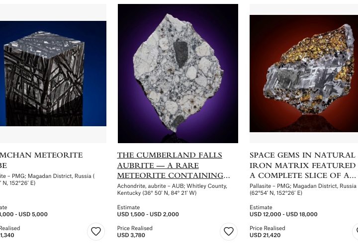 Meteorites up for auction at Christie's in February 2022.