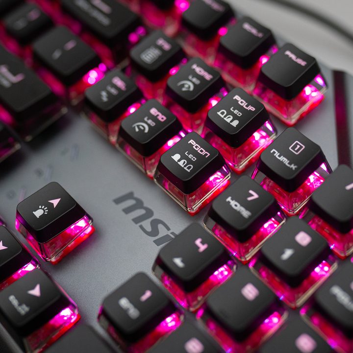 The MSI GK71 Sonic gaming keyboard features backlit keys.