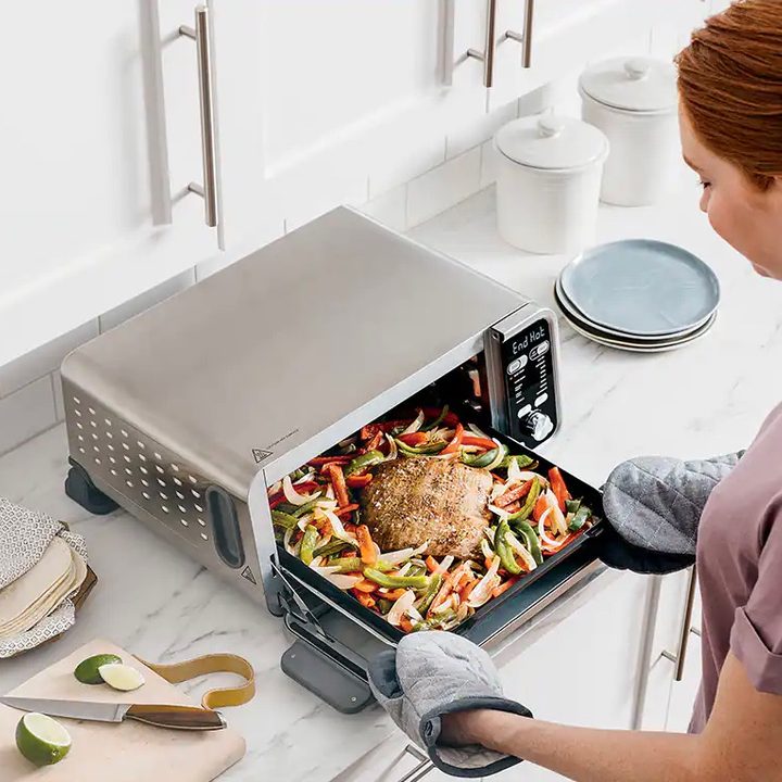 A meal made on a cook sheet pan using the Ninja Foodi SP300.