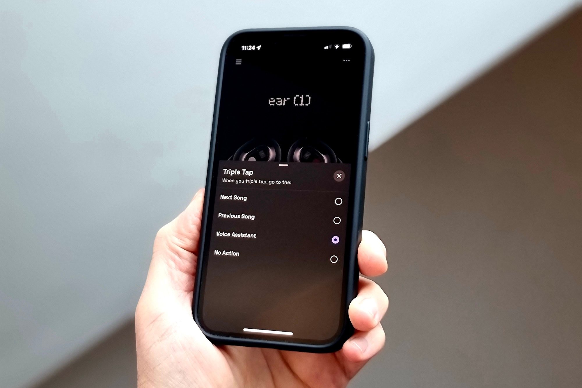 Nothing Ear 1 app with Voice Assistant option.