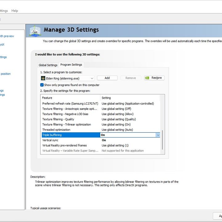 V-Sync in the Nvidia Control Panel.