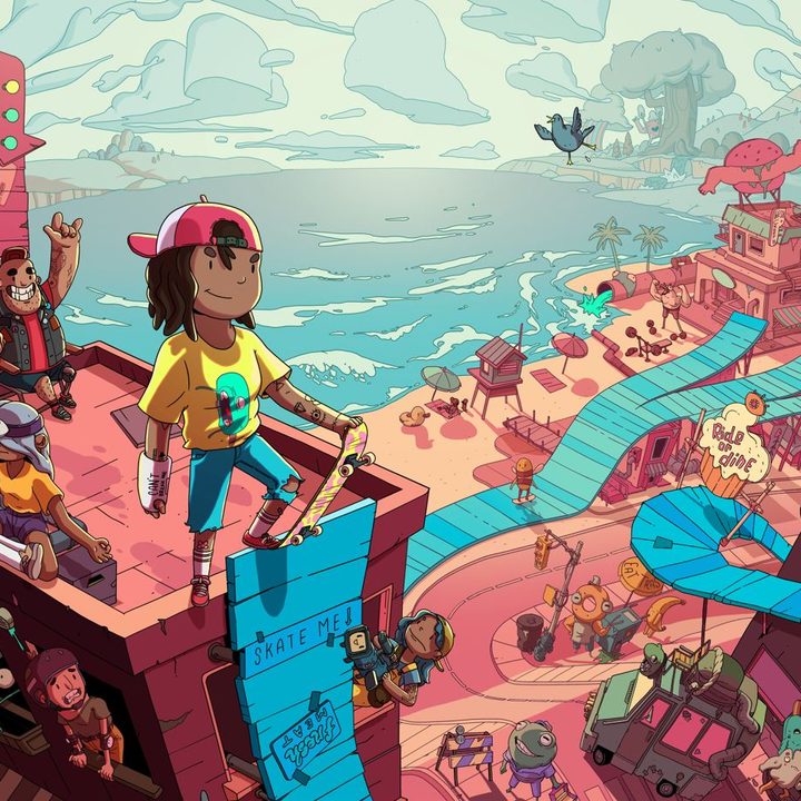 The player character and his friends overlook Radlandia.