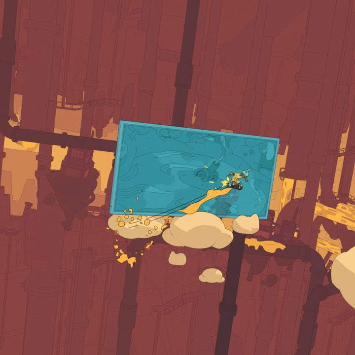 An OlliOlli World player wall rides in the middle of a stage in the desert.