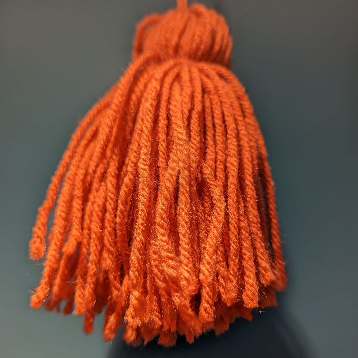 This is a macro photo sample of a yarn tassel from the Samsung Galaxy S21 FE 5G.