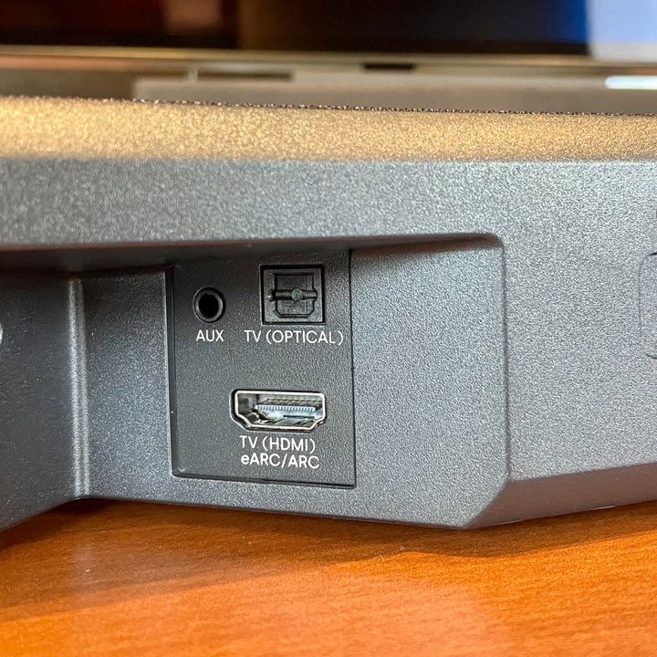 The Polk Signa S4 Dolby Atmos 3.1.2 soundbar features just a few ports.