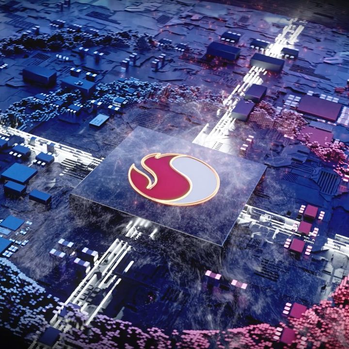 Snapdragon Connect logo on an exploding digital landscape.