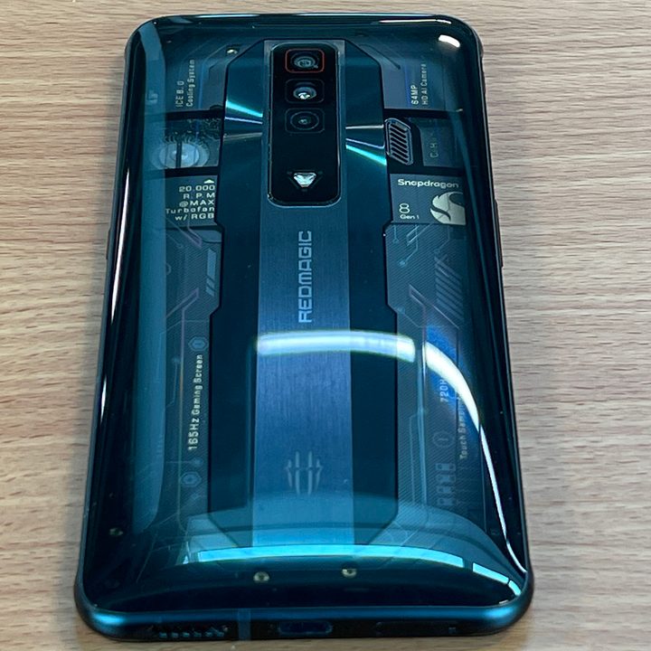 The back of the Red Magic 7 is semitransparent and has a really cool design.