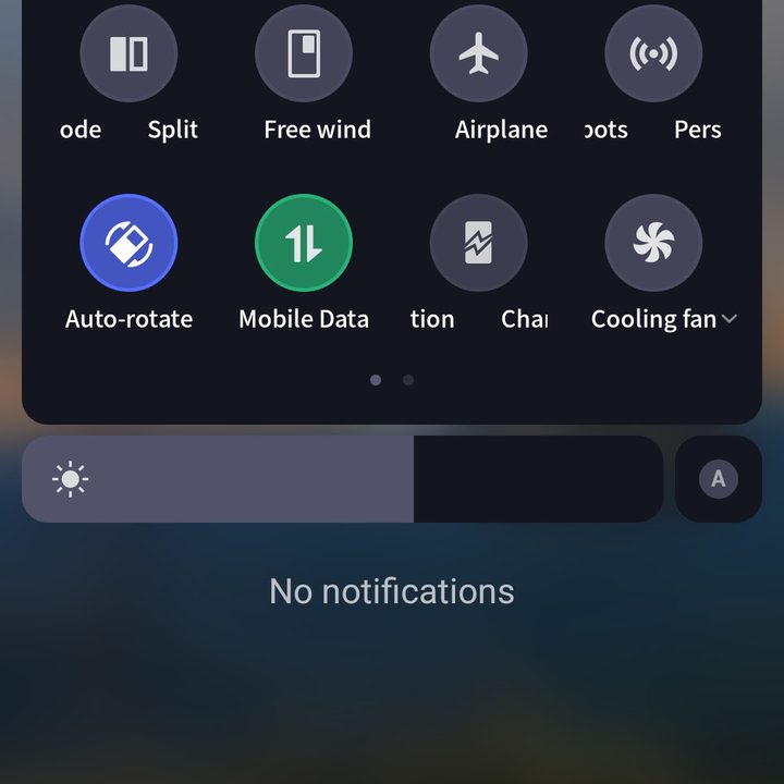 This is a screenshot of the RedMagic 7 notification shade.