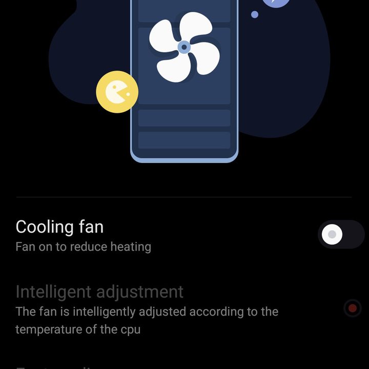 This is a screenshot of the RedMagic 7 cooling fan control.