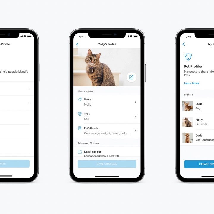 Screenshots showing the new Pet Profile in the Neighbors app.