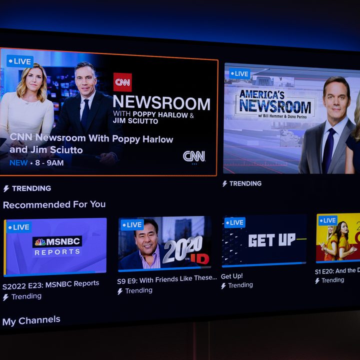 A homepage screen of Sling TV.