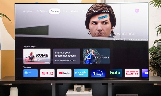 Google TV applications on the Sony A95K TV.