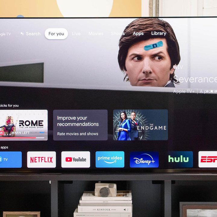 Google TV applications on the Sony A95K TV.