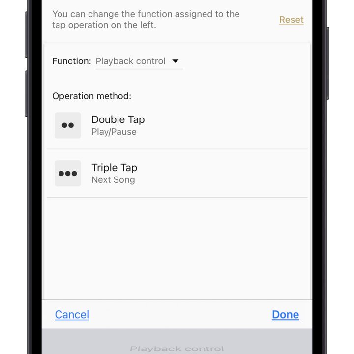 Sony Headphones app settings screen.