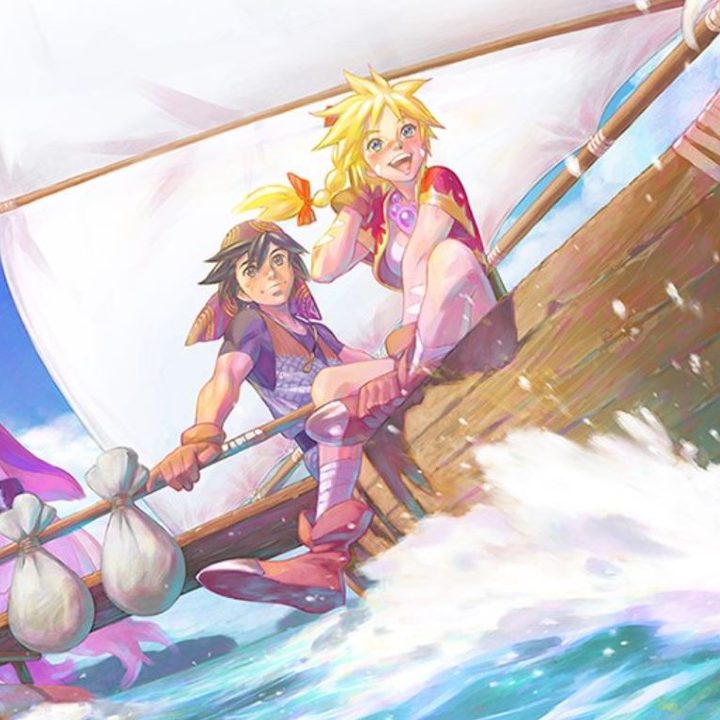 Chrono Cross' main characters sail on a boat.