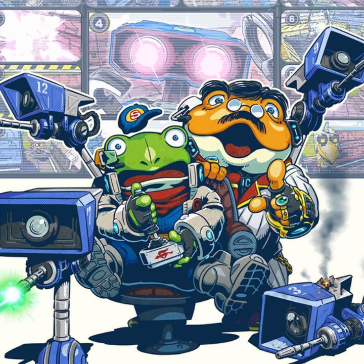 Slippy and Grippy look shocked while monitoring cameras.