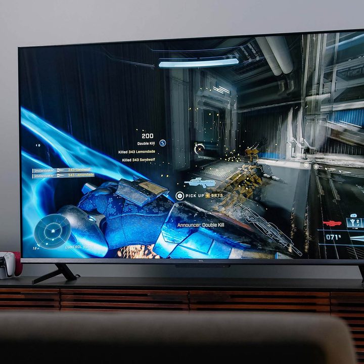 Video game being played on the TCL 6-Series Google TV.