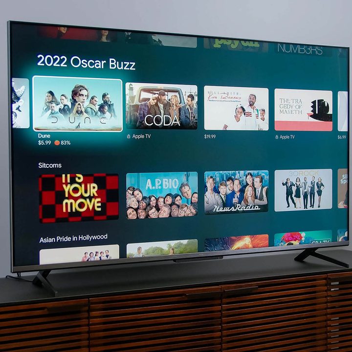 Google Tv interface on the TCL 6-Series TV.