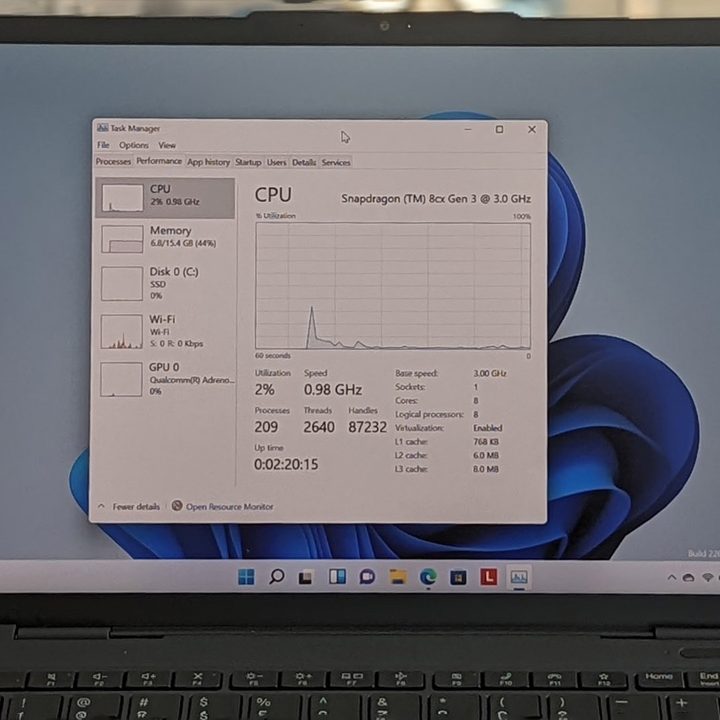 The Task Manager on the Thinkpad X13s