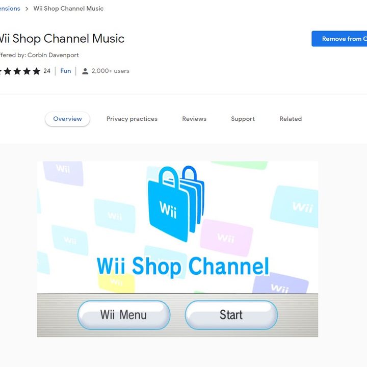 The Wii Shop Channel Music extension on Chrome.