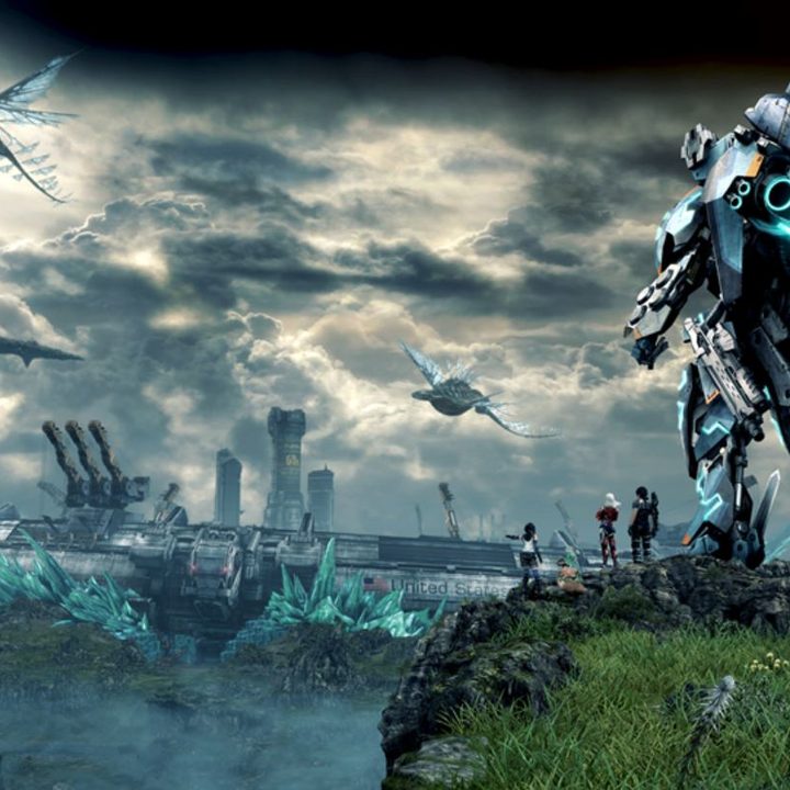 The player and their party look over Mira with a Skell.