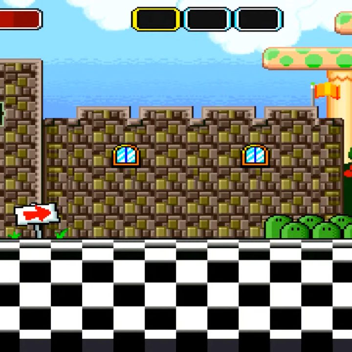 Toad adventuring by a castle.