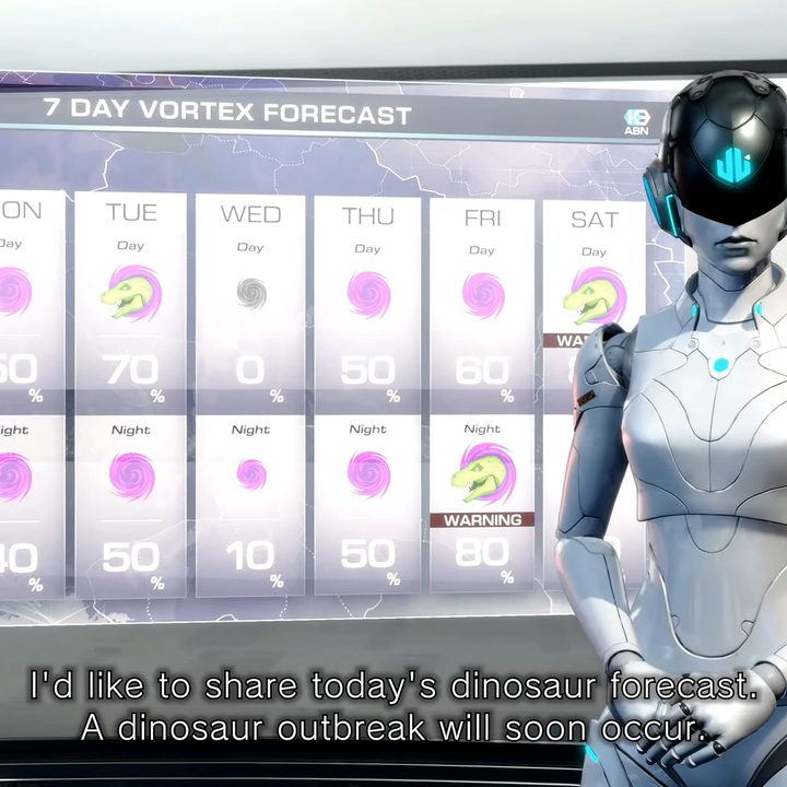 An android showing the dino forcast.