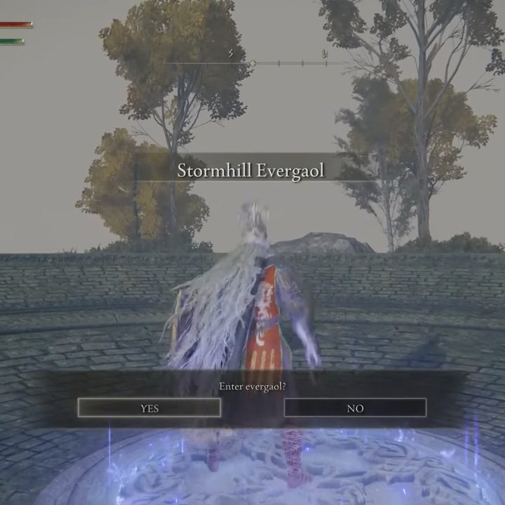 A knight prepares to enter an Evergaol in Elden Ring.