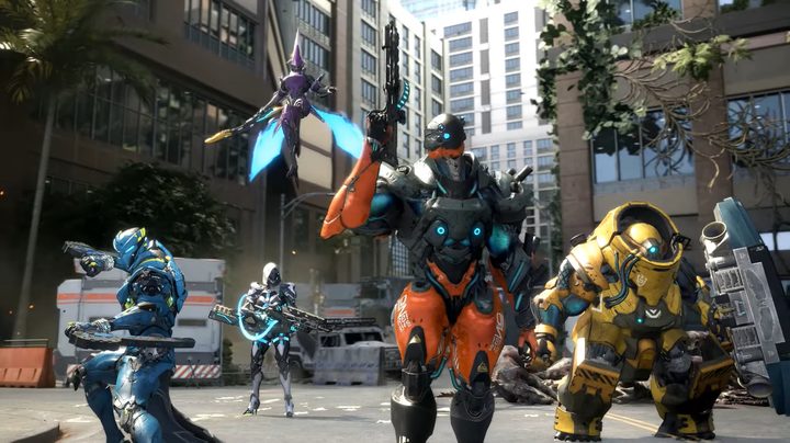 A team of exofighters on the street.